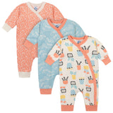 3-Piece Baby Girls Flower Pot Organic Coverall Set-Gerber Childrenswear Wholesale