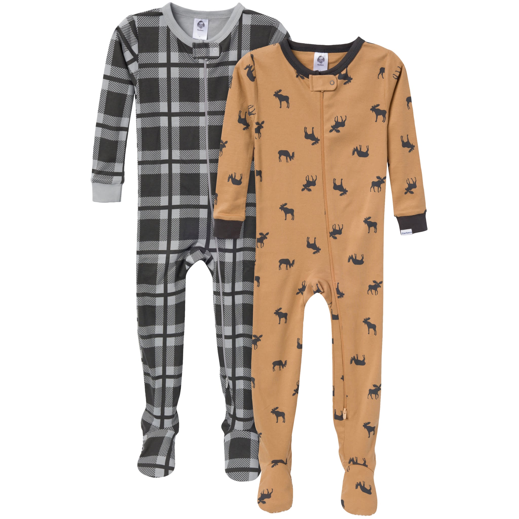 2-Pack Baby & Toddler Boys Moose Snug-Fitting Footed Pajamas-Gerber Childrenswear Wholesale