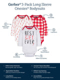 3-Pack Baby Neutral Best Gift Ever Long Sleeve Onesies® Bodysuits-Gerber Childrenswear Wholesale