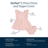 2-Piece Baby & Toddler Girls Gingham Gauze Dress & Diaper Cover Set-Gerber Childrenswear Wholesale