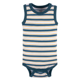 5-Pack Baby Boys Blue Stripe Sleeveless Onesies® Bodysuits-Gerber Childrenswear Wholesale