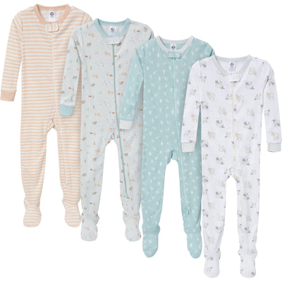 4-Pack Baby & Toddler Neutral Farm Snug-Fitting Footed Pajamas-Gerber Childrenswear Wholesale