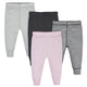 4-Pack Baby Girls Pink & Gray Active Pants-Gerber Childrenswear Wholesale