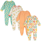 4-Pack Baby Girls Flower Power Sleep 'N Plays-Gerber Childrenswear Wholesale