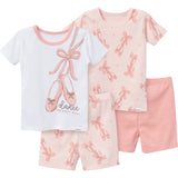 4-Piece Infant & Toddler Girls Ballet Slippers Shorts Pajamas Set-Gerber Childrenswear Wholesale