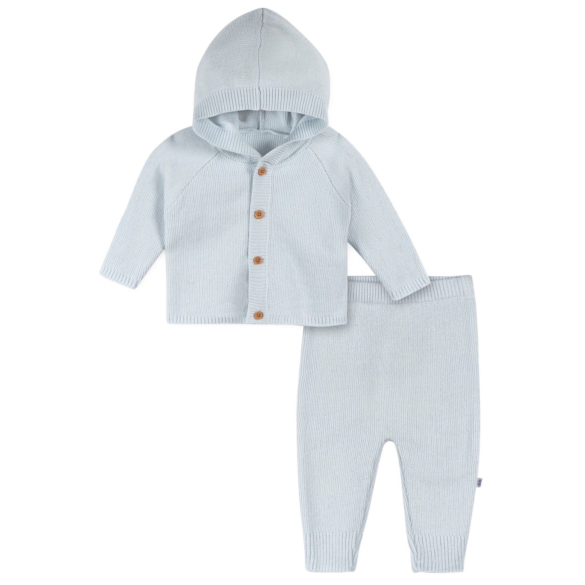 2-Piece Baby Boys Blue Sweater Knit Set-Gerber Childrenswear Wholesale