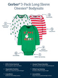 3-Pack Baby Neutral Happy Jolly Long Sleeve Onesies® Bodysuits-Gerber Childrenswear Wholesale