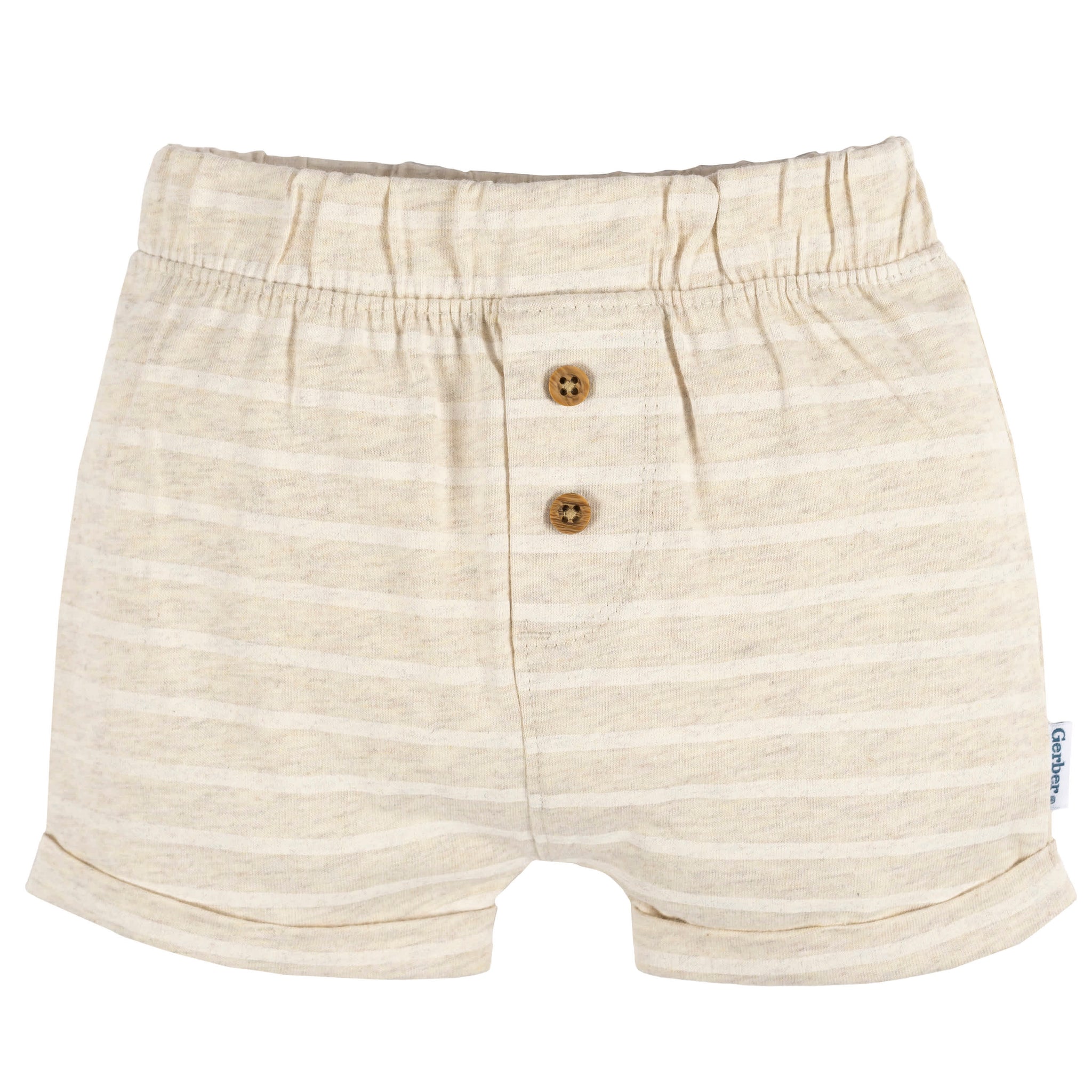 3-Pack Baby Neutral Grey/Tan/Stripe Knit Short-Gerber Childrenswear Wholesale