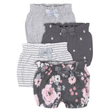 4-Pack Baby Girls Gray Floral Bloomer Shorts-Gerber Childrenswear Wholesale