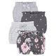 4-Pack Baby Girls Gray Floral Bloomer Shorts-Gerber Childrenswear Wholesale