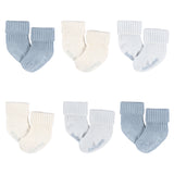 6-Pack Baby Boys Blue Rolled Cuff Ribbed Socks-Gerber Childrenswear Wholesale