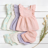 2-Piece Baby & Toddler Girls Gingham Gauze Dress & Diaper Cover Set-Gerber Childrenswear Wholesale