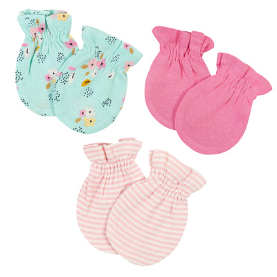 3-Pack Baby Girls Fox No Scratch Mittens-Gerber Childrenswear Wholesale