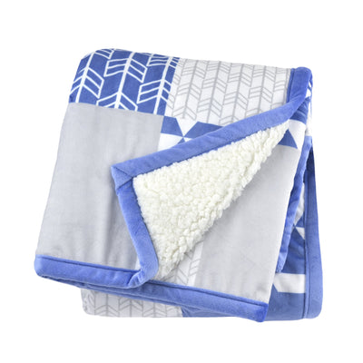 Just Born® Patchwork Plush Blanket in Blue-Gerber Childrenswear Wholesale