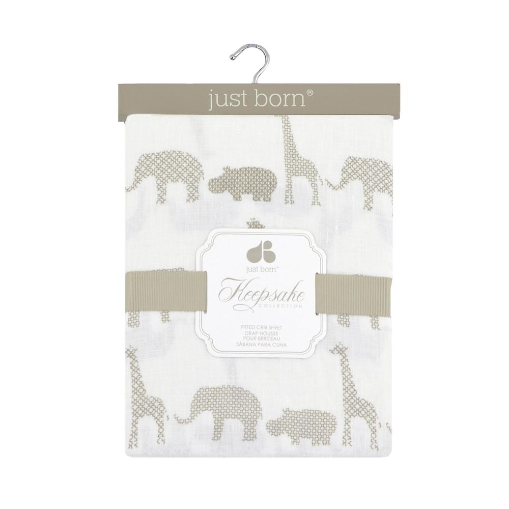 Just Born® Keepsake Antique Safari Fitted Crib Sheet-Gerber Childrenswear Wholesale