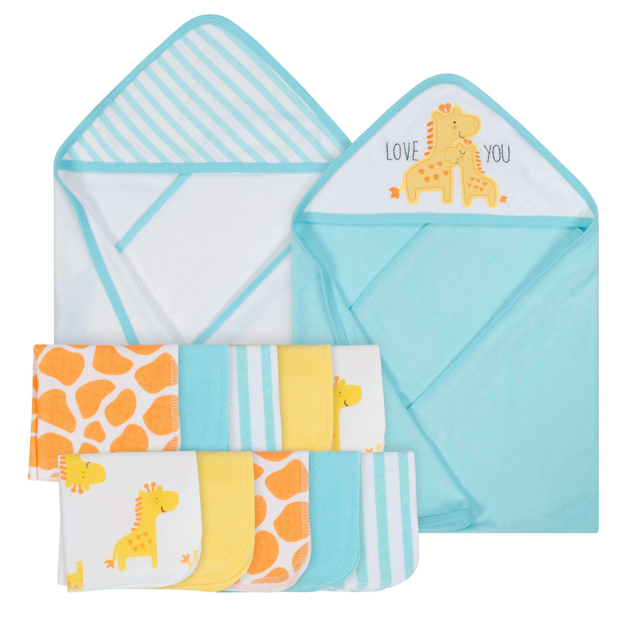 12-Piece Boys Terry Hooded Towel and Washcloth Set - Giraffe-Gerber Childrenswear Wholesale