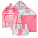 13-Piece Girls Terry Hooded Bath Wrap, Hooded Towels and Washcloth Set - Flamingo-Gerber Childrenswear Wholesale