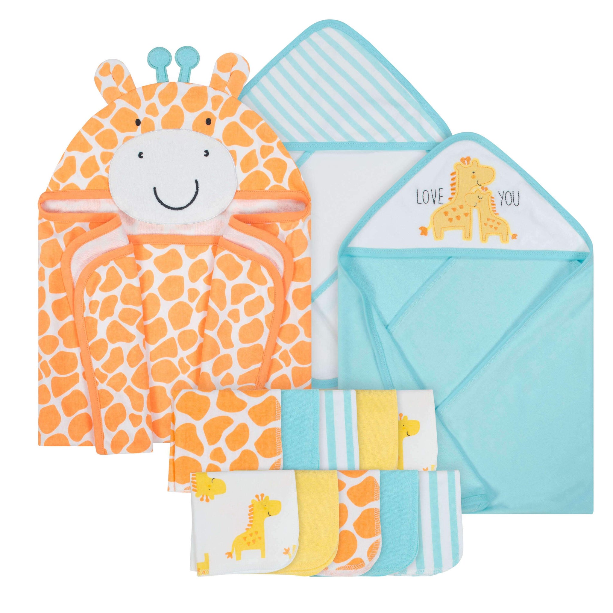 13-Piece Boys Terry Hooded Bath Wrap, Hooded Towels and Washcloth Set - Giraffe-Gerber Childrenswear Wholesale