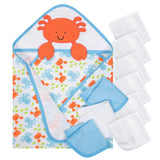 10-Piece Boys Terry Hooded Towel and Washcloth Set - Ocean-Gerber Childrenswear Wholesale