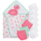 10-Piece Girls Terry Hooded Towel and Washcloth Set - Flamingo-Gerber Childrenswear Wholesale