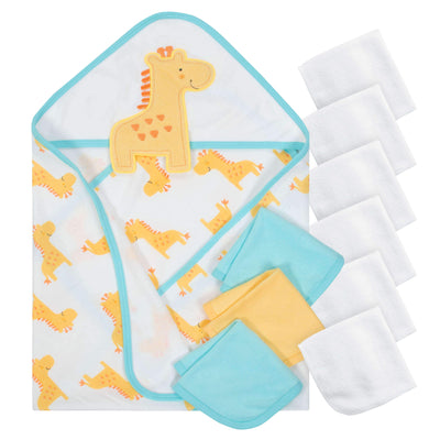 10-Piece Boys Terry Hooded Towel and Washcloth Set - Giraffe-Gerber Childrenswear Wholesale