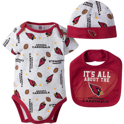 Arizona Cardinals Baby Girl 3-Piece Bodysuit, Bib and Cap Set-Gerber Childrenswear Wholesale
