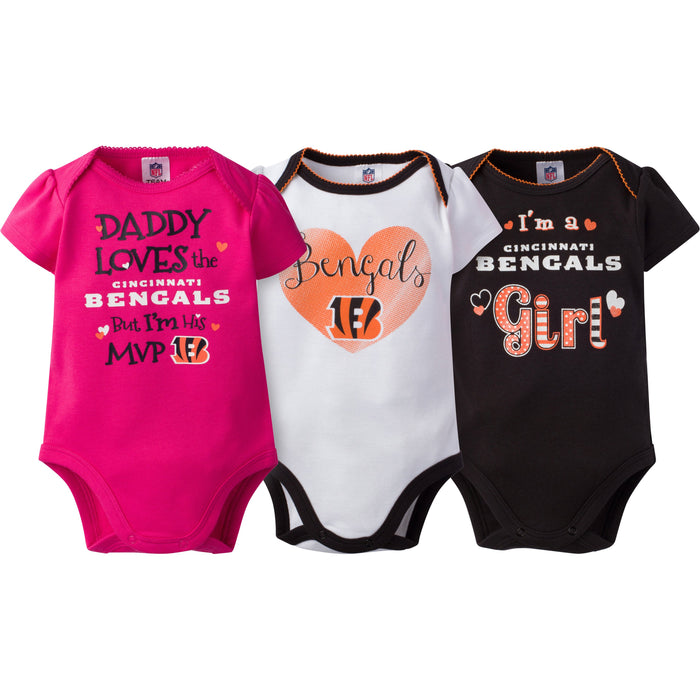 Cincinnati Bengals Baby Girls 3PC Short Sleeve Bodysuit-Gerber Childrenswear Wholesale