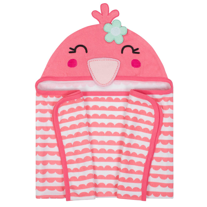 Baby Girls' Flamingo Terry Hooded Bath Wrap-Gerber Childrenswear Wholesale