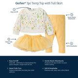 3-Piece Baby & Toddler Girls Dots French Terry Top, Tulle Tutu, & Legging Set-Gerber Childrenswear Wholesale