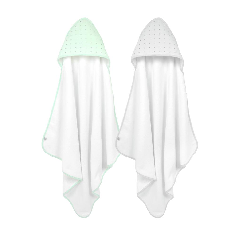 Just Born® Sparkle Mint Green 2- Pack Hooded Towel Set-Gerber Childrenswear Wholesale