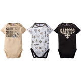New Orleans Saints 3-Pack Infant Short Sleeve Bodysuits-Gerber Childrenswear Wholesale