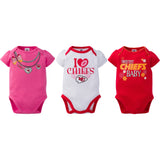 Kansas City Chiefs 3-Pack Infant Girl Short Sleeve Bodysuits-Gerber Childrenswear Wholesale