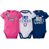 Indianapolis Colts 3-Pack Infant Girl Short Sleeve Bodysuits-Gerber Childrenswear Wholesale