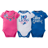 Detroit Lions 3-Pack Infant Girl Short Sleeve Bodysuits-Gerber Childrenswear Wholesale