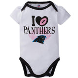 Carolina Panthers 3-Pack Infant Girl Short Sleeve Bodysuits-Gerber Childrenswear Wholesale