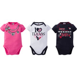 Houston Texans 3-Pack Infant Girl Short Sleeve Bodysuits-Gerber Childrenswear Wholesale