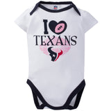 Houston Texans 3-Pack Infant Girl Short Sleeve Bodysuits-Gerber Childrenswear Wholesale