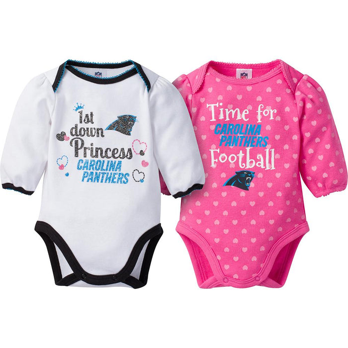 Carolina Panthers 2-Pack Infant Girl Long Sleeve Bodysuits-Gerber Childrenswear Wholesale