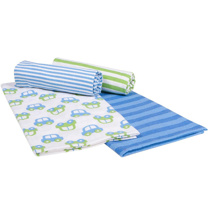 4-Pack Boys Car Themed Flannel Receiving Blankets-Gerber Childrenswear Wholesale