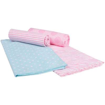 4-Pack Girls Pink Print Flannel Receiving Blankets-Gerber Childrenswear Wholesale