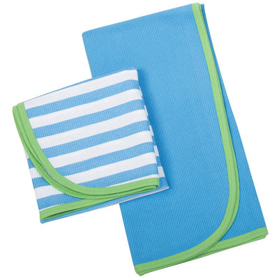 2-Pack Boys Blue & Green Thermal Receiving Blankets-Gerber Childrenswear Wholesale