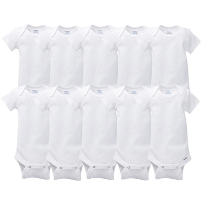 10-pack White Short Sleeve Onesies® Bodysuits-Gerber Childrenswear Wholesale