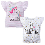 2-Pack Girls Unicorn & Be Amazing Fashion Tops-Gerber Childrenswear Wholesale