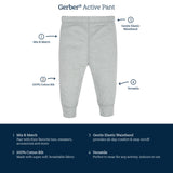 3-Pack Baby Neutral Stripe, Gray, & Black Pants-Gerber Childrenswear Wholesale