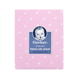 1-Pack Girls Pink Hearts Fitted Crib Sheet-Gerber Childrenswear Wholesale