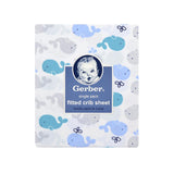 1-Pack Boys Blue Whales Fitted Crib Sheet-Gerber Childrenswear Wholesale