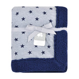 Just Born® Neutral Star Plush Blanket in Navy and Heather Grey-Gerber Childrenswear Wholesale