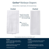 5-Pack White Prefold Birdseye Organic Cloth Diapers-Gerber Childrenswear Wholesale