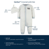 2-Piece Baby Boys Dinosaurs Coverall & Hat Set-Gerber Childrenswear Wholesale