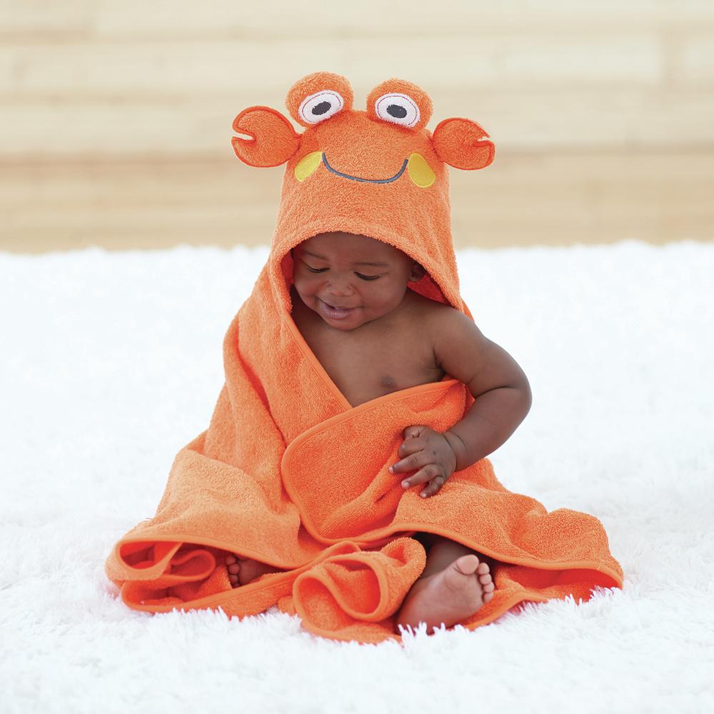 Just Born® Love to Bathe Woven Crab Hooded Bath Wrap in Orange-Gerber Childrenswear Wholesale